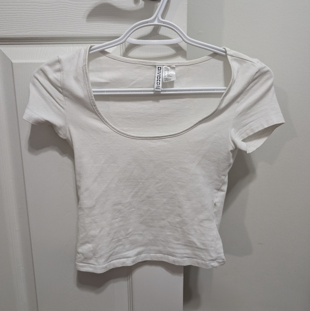 Divided White Short Sleeve T-Shirt